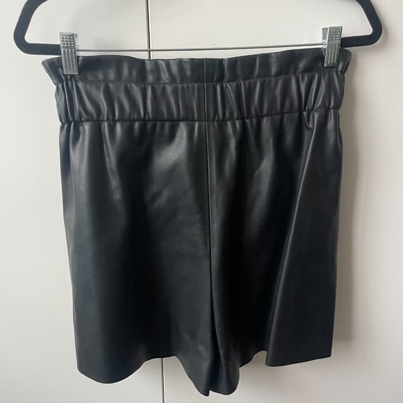 Zara Faux Leather Black Paperbag Shorts - Picture 5 of 5